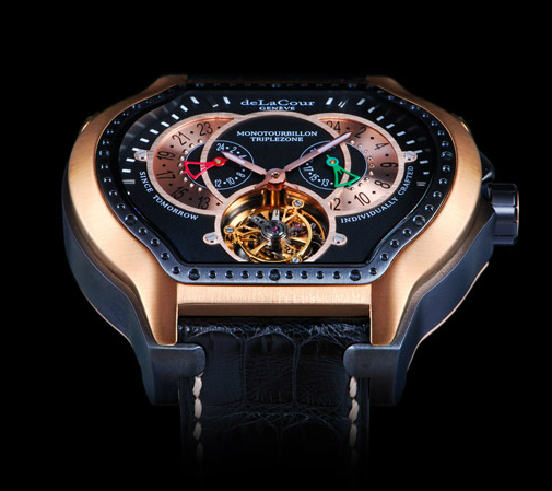 Replica DeLaCour City Ego Triplezone Rose Gold Replica Watch